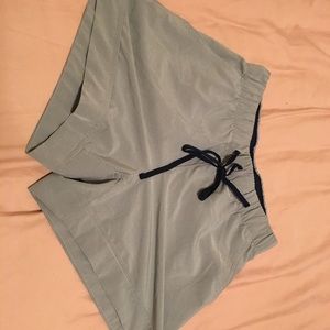 Athleta pinstripe drawstring shorts